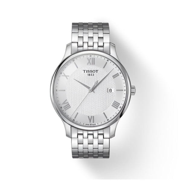 Tissot T Classic Tradition Silver Dial Silver Steel Strap Watch For Men - T063.610.11.038.00