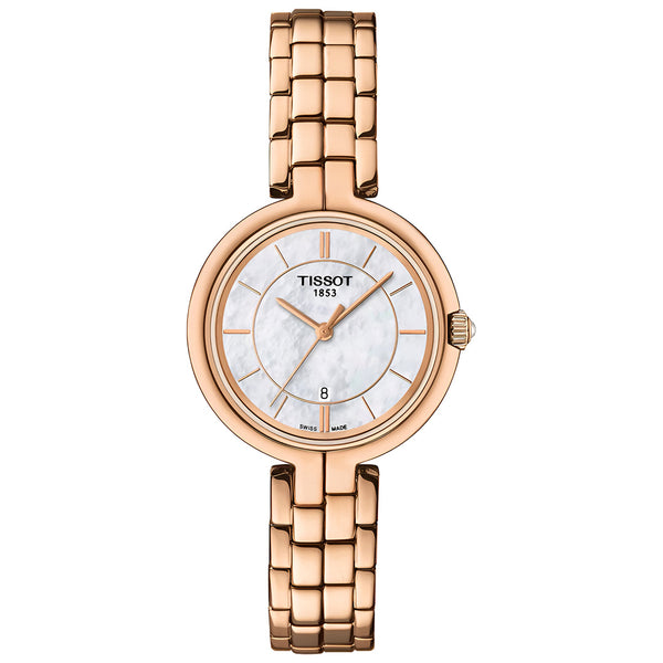 Tissot T Lady Flamingo Mother of Pearl Dial Rose Gold Steel Strap Watch For Women - T094.210.33.111.01