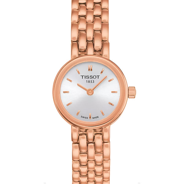 Tissot T Lady Lovely Silver Dial Rose Gold Steel Strap Watch For Women - T058.009.33.031.01