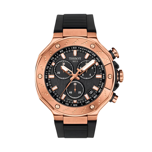 Tissot T Race Chronograph Black Dial Black Rubber Strap Watch For Men - T141.417.37.051.00
