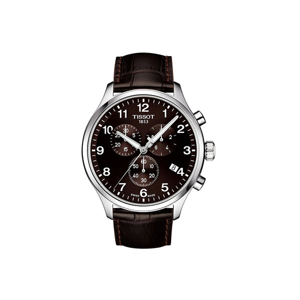 Tissot T Sport Chrono XL Classic Brown Dial Brown Leather Strap Watch For Men - T116.617.16.297.00