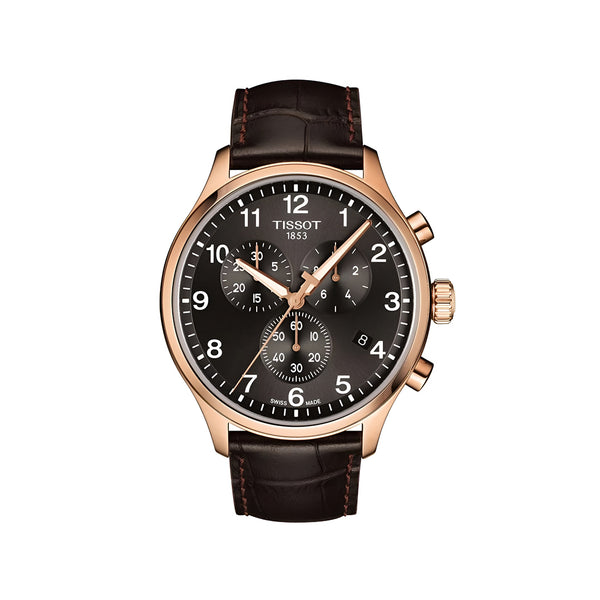 Tissot T Sport Chrono XL Classic Brown Dial Brown Leather Strap Watch For Men - T116.617.36.057.01