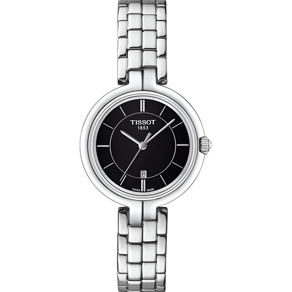 Tissot T Trend Flamingo Black Dial Silver Steel Strap Watch For Women - T094.210.11.051.00