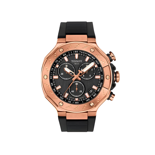 Tissot T Race Chronograph Black Dial Black Rubber Strap Watch For Men - T141.417.37.051.00