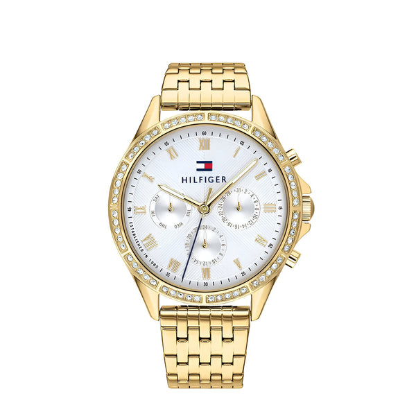 Tommy Hilfiger ARI Multi Function White dial Metal Belt with Gold Color Watch for Women-1782142
