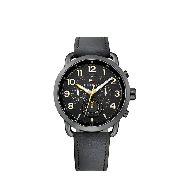 Tommy Hilfiger Briggs Black Dial Black Leather Strap Watch for Men - 1791426