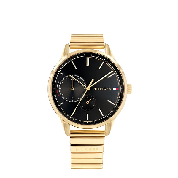 Tommy Hilfiger Brooke Black Dial Gold Steel Strap Watch for Women - 1782019