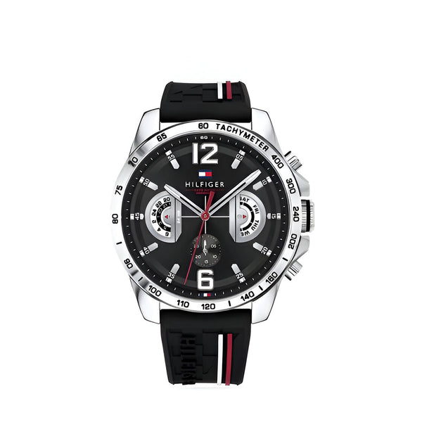 Tommy Hilfiger Decker Quartz Black Dial Black Rubber Strap Watch for Men - 1791473