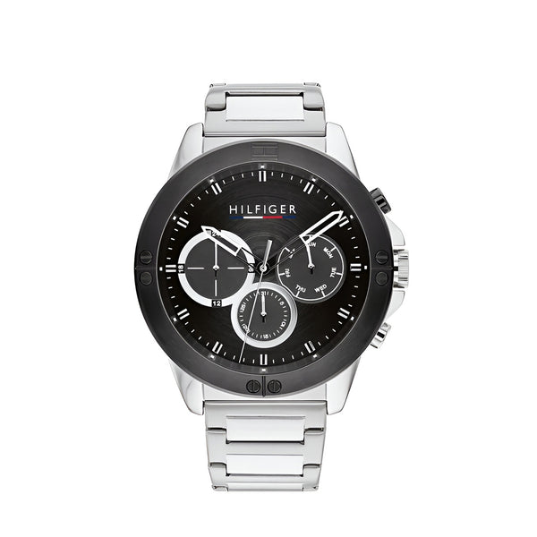 Tommy Hilfiger Harley Chronograph Black Dial Metal Belt with Silver Color Watch for Men-1791890