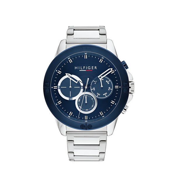 Tommy Hilfiger Harley Chronograph Blue Dial Metal Belt with Silver Color Watch for Men-1791932