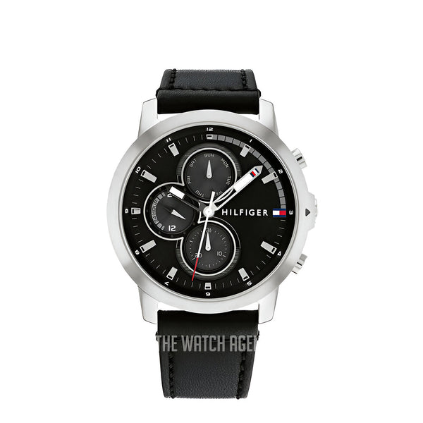 Tommy Hilfiger Jameson Black Dial Leather Strap 46 mm Watch for Men-1792052