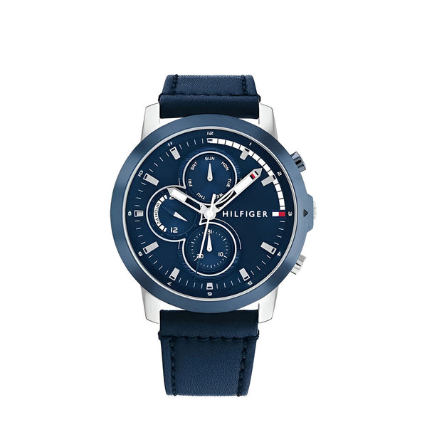 Tommy Hilfiger Jameson Le Chronograph Blue Leather Strap Watch for Men-1792051