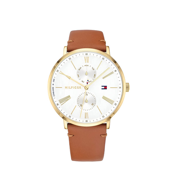 Tommy Hilfiger Jenna  White Dial Leather Belt with Brown Color Watch for Women-1782073