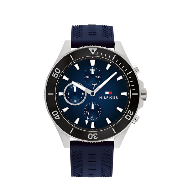 Tommy Hilfiger Larson Chronograph Blue Dial Blue Rubber Strap Watch For Men - 1791920