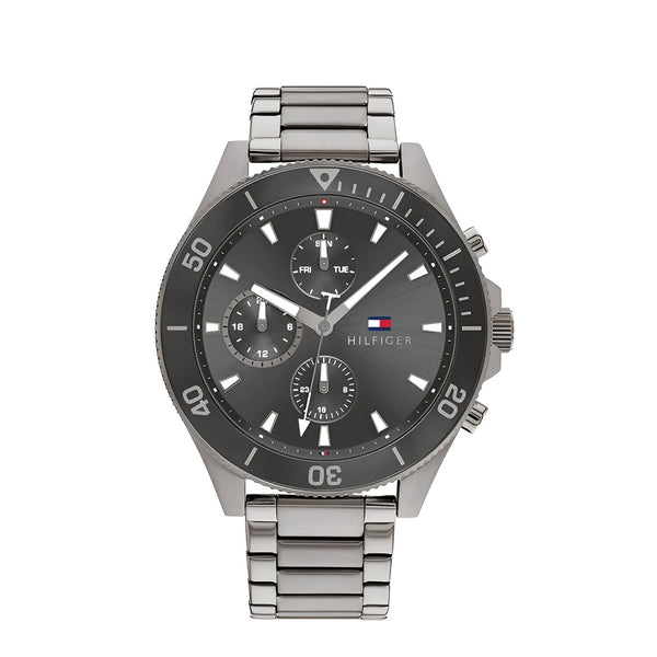 Tommy Hilfiger Larson Chronograph Grey Dial Silver Steel Strap Watch For Men - 1791918