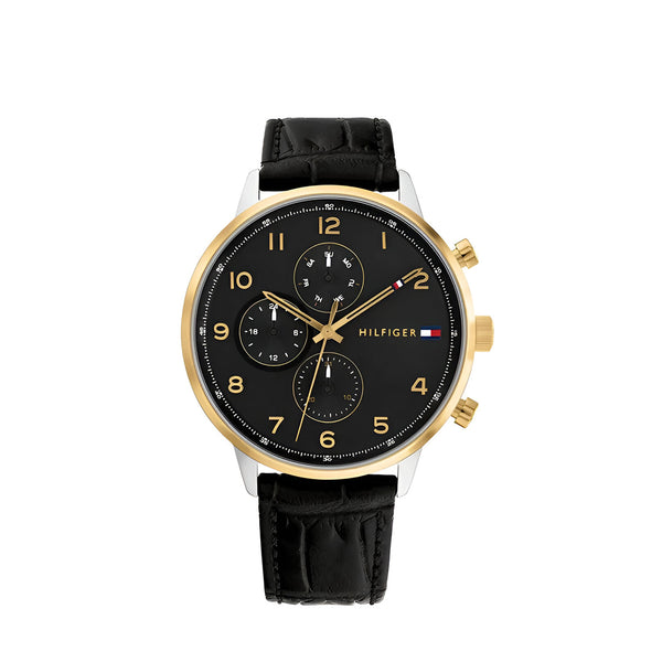 Tommy Hilfiger Leonard Black Dial Leather Belt with Black Color Watch for Men-1791986