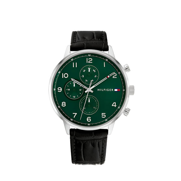 Tommy Hilfiger Leondale Green Dial Leather Belt with Black Color Watch for Men-1791985