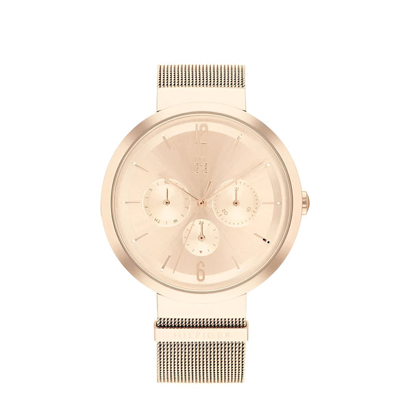 Tommy Hilfiger Lidia Rose Gold Dial Metal Mesh Belt with Rose Gold Color Watch for Women-1782538
