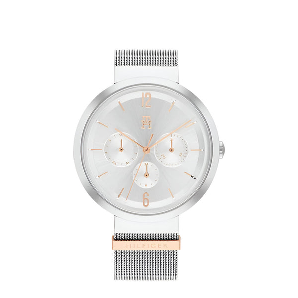 Tommy Hilfiger Lidia Silver Dial Metal Mesh Belt with Silver Color Watch For Women-1782537