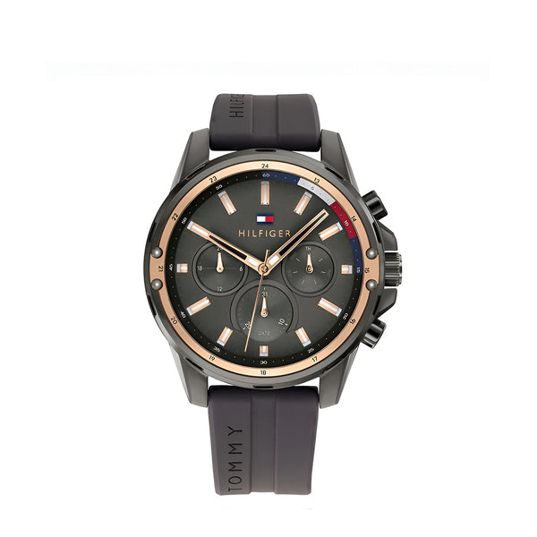 Tommy Hilfiger Mason Black Dial Black Rubber Strap Watch for Men - 1791792