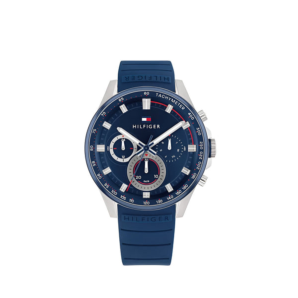 Tommy Hilfiger Max Chronograph Blue Dial Rubber Belt with Blue Color Watch for Men-1791970