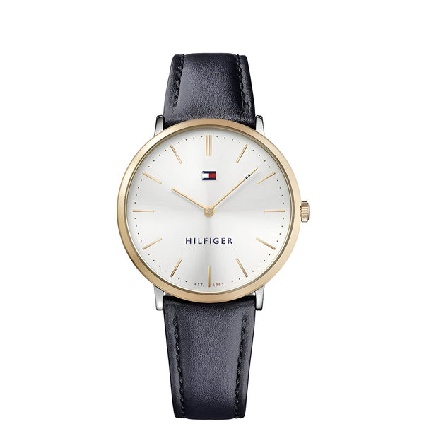 Tommy Hilfiger Ultra Slim Silver Dial Leather Belt with Blue Color Watch for Mens-1781689