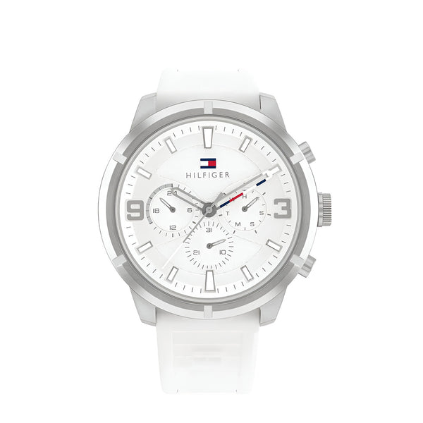 Tommy Hilfiger Wild Chronograph White Dial Rubber Belt with White Color Watch for Men-1792072