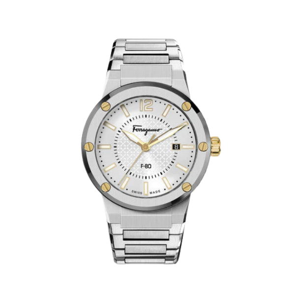Salvatore Ferragamo F-80 Classic Silver Dial Silver Steel Strap Watch for Men - SFHY02922