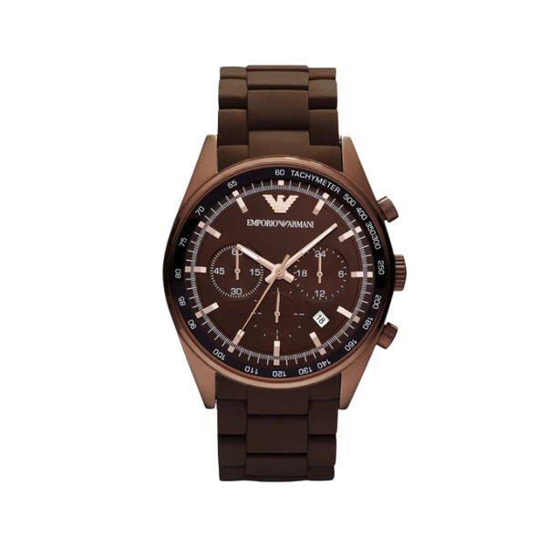 Emporio Armani Tazio Large Brown Dial Chronograph Watch for Mens- AR5982