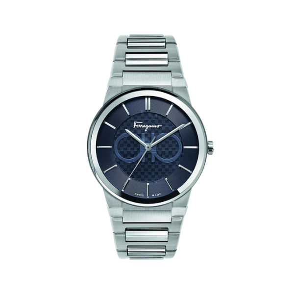Salvatore Ferragamo Sapphire Blue Dial Silver Steel Strap Watch for Men - SFHP006-20