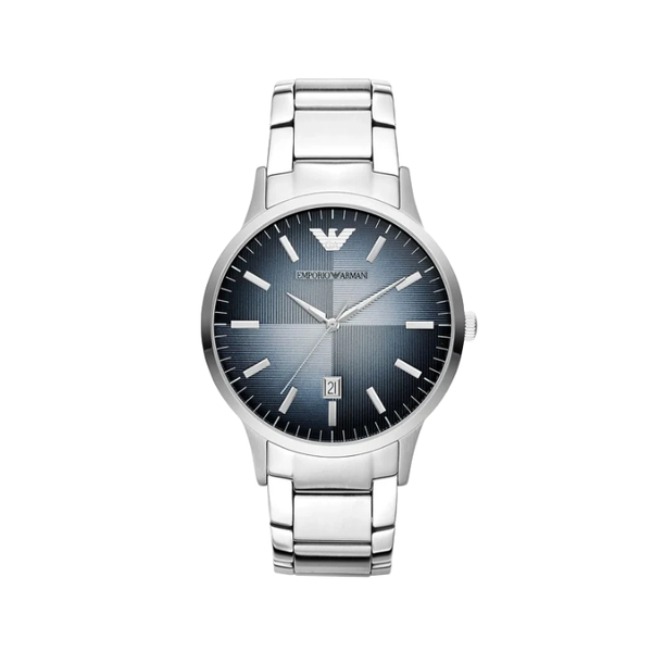 Emporio Armani Renato Blue Dial Silver Stainless Steel Belt Watch for Mens-AR11182