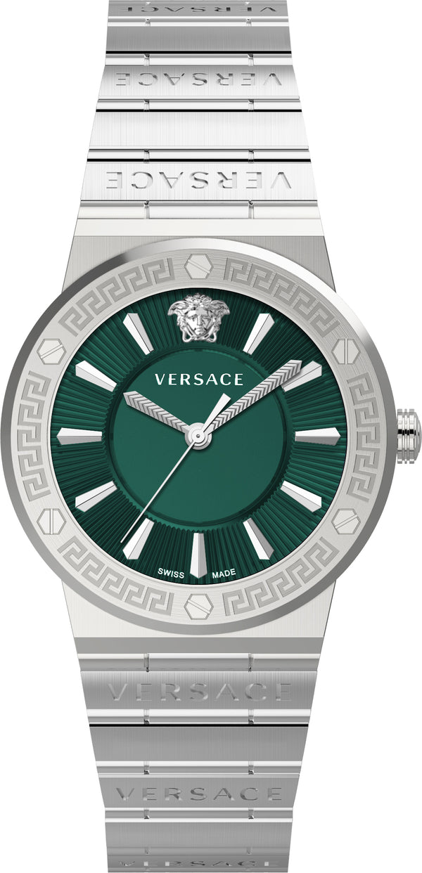 Versace Grace Quartz Green Dial Silver Steel Strap Watch For Women - VEVH00920