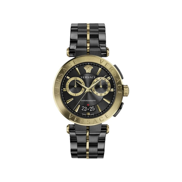 Versace Aion Chronograph Black Dial Black Steel Strap Watch for Men - VE1D01620