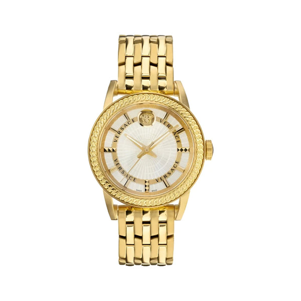 Versace Code Quartz Silver Dial Gold Steel Strap Watch For Men - VEPO00420