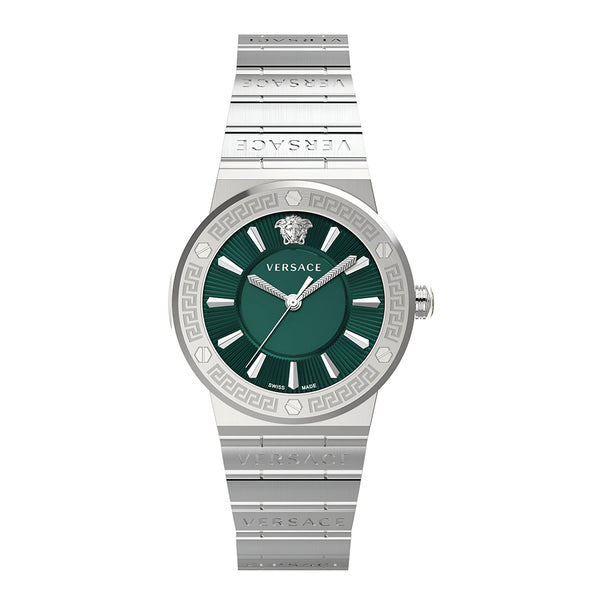 Versace Grace Quartz Green Dial Silver Steel Strap Watch For Women - VEVH00920