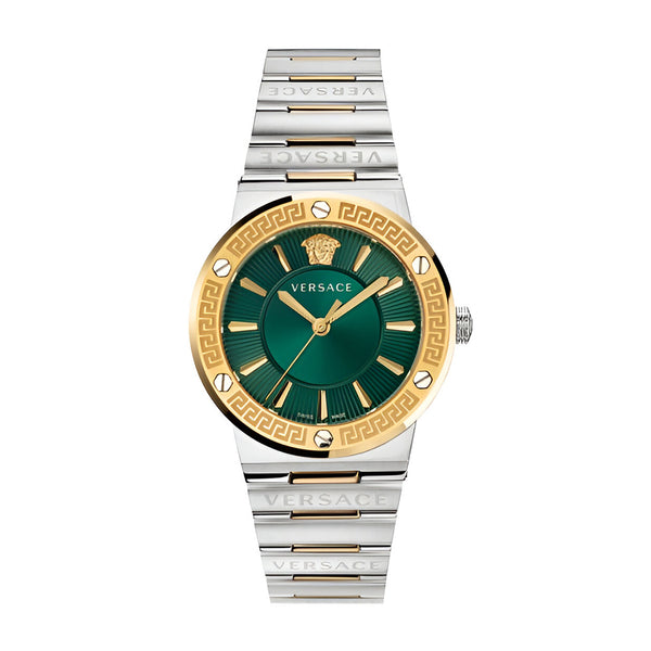 Versace Greca Green Dial Silver Steel Strap Watch for Women - VEVH00720