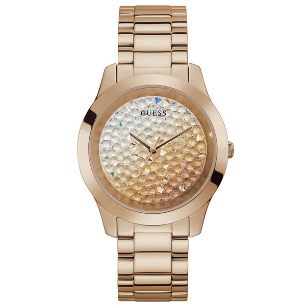 Guess Crush Rose Gold Stainless Steel Silver & Rose Gold Dial Quartz Watch for Ladies - GW0020L3