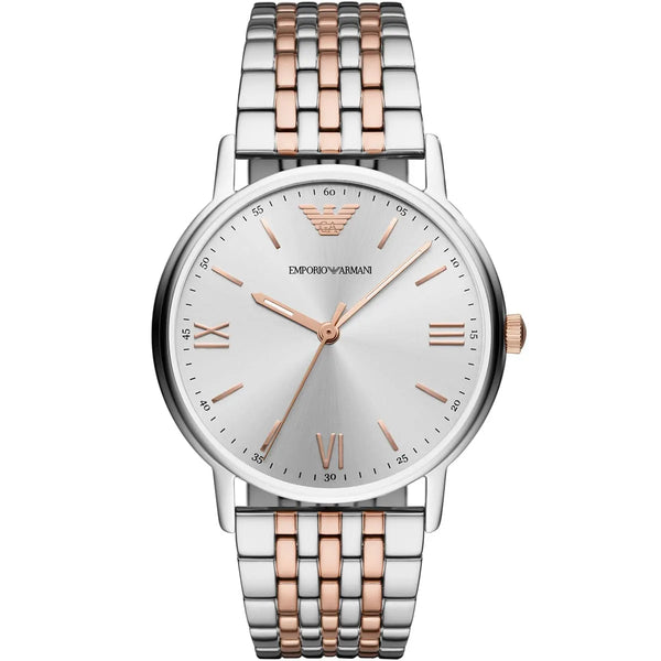 EMPORIO ARMANI Kappa Two-Tone Stainless Steel Silver Dial Quartz Watch for Mens - AR11093