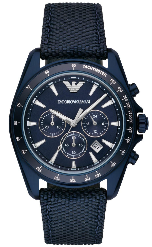 Emporio Armani Sportivo Dark Blue Fabric Blue Dial Chronograph Quartz Watch for Gents - AR6132