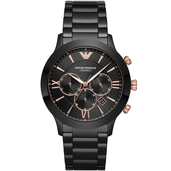 Emporio Armani Giovanni Ceramic Belt with Black color Watch For Men- AR70006