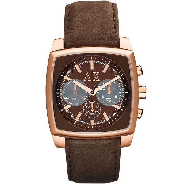 Armani Exchange Stockton Chronograph Brown Dial Leather Belt With Brown Color Watch For Men AX2252