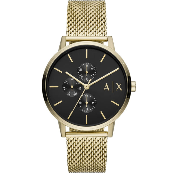 Armani Exchange Cayde Chronograph Black Dial Gold Mesh Strap Watch For Men - AX2715