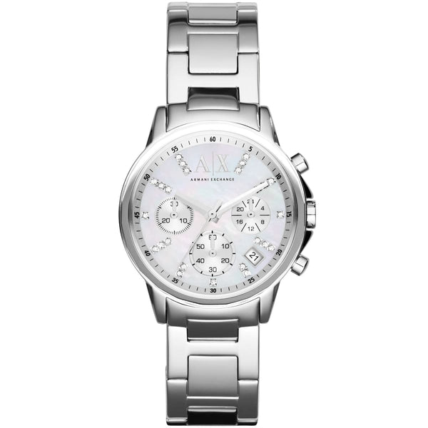 Armani Exchange Lady Banks Chronograph Silver Dial Metal Belt With Silver Color Watch For Women AX4324