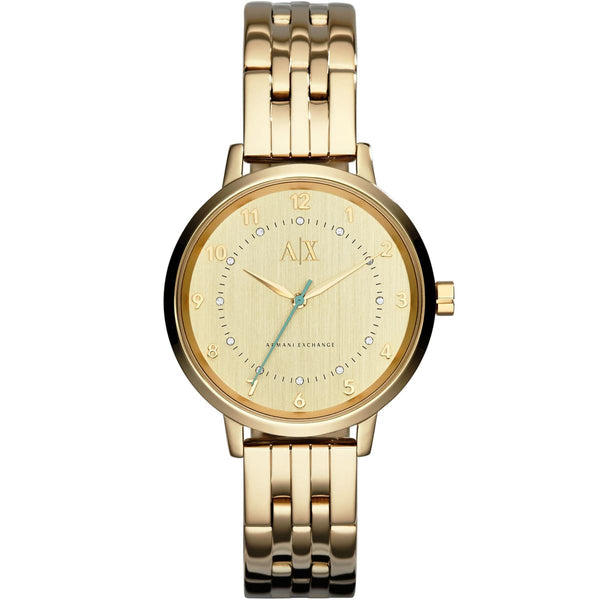 Armani Exchange Payton Gold Dial Metal Belt With Gold Color Watch For Women AX5361