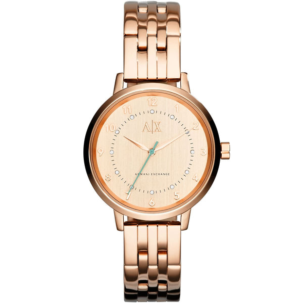 Armani Exchange  Payton Rose Gold Dial Metal Belt With Rose Gold Color Watch For Women AX5362