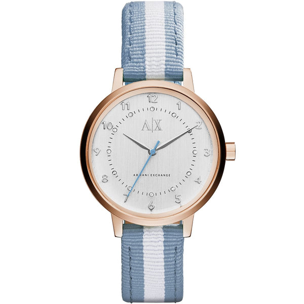 Armani Exchange Payton Silver Dial Fibers Belt Watch For Women AX5366
