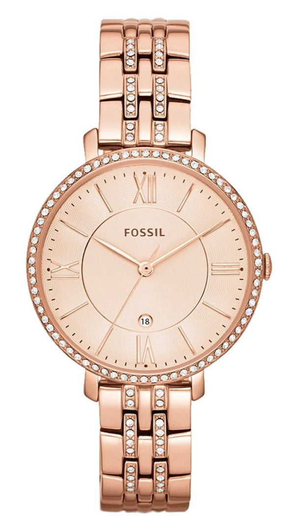 Fossil Dial Rose Gold Steel Strap Watch for Women - ES3546