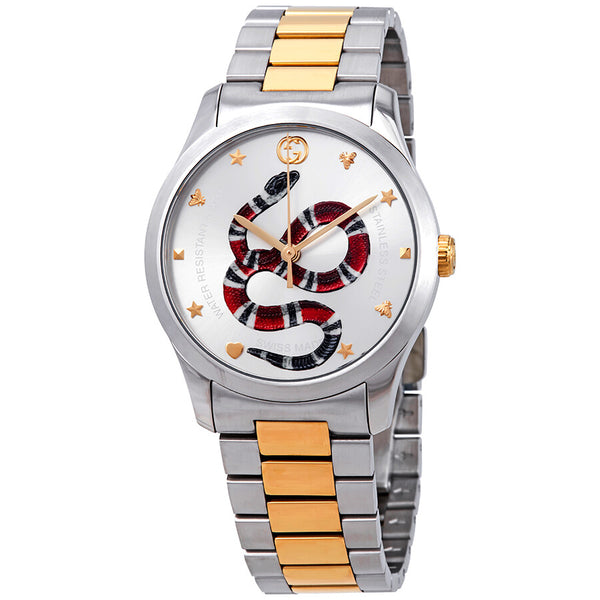 Gucci G Timeless Quartz Silver Dial Silver Steel Strap Watch For Women - YA1264075