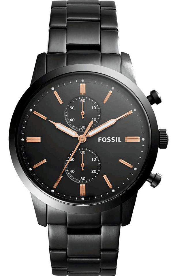 Fossil Dial Black Steel Strap Watch for Men - FS5379