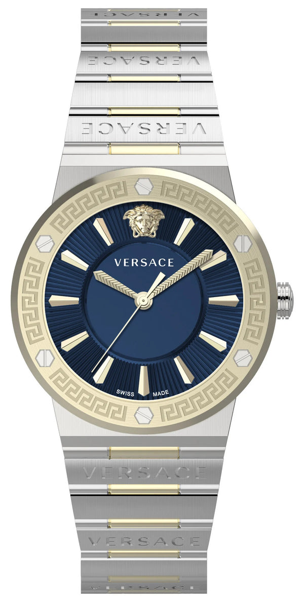 Versace Greca Quartz Blue Dial Silver Steel Strap Watch for Women - VEVH01120